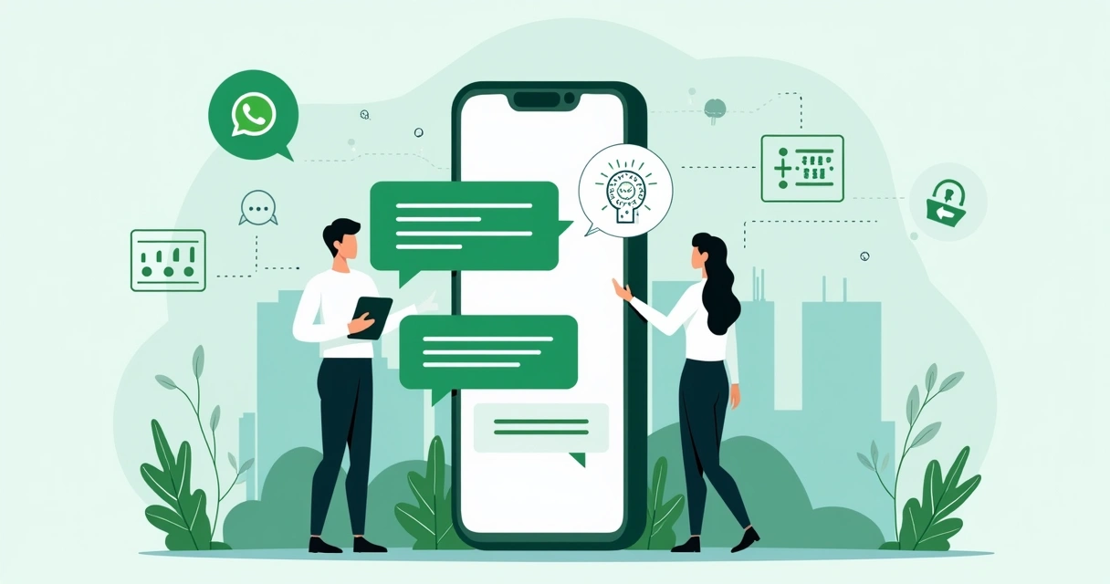 Ilustração de atendimento humanizado com IA no WhatsApp