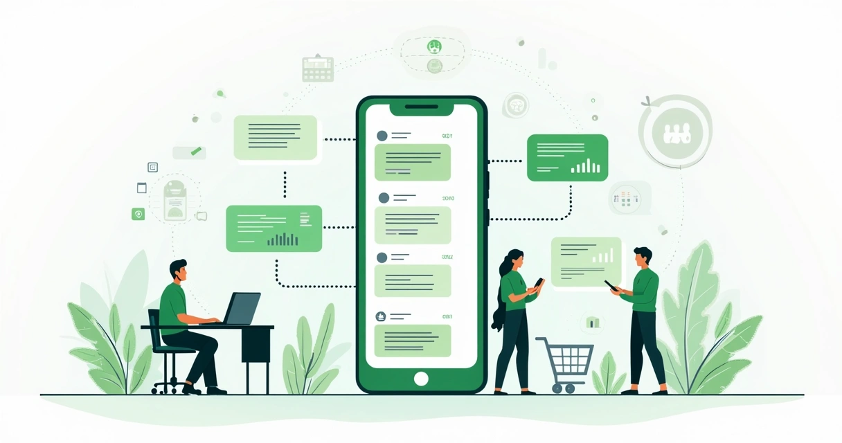 Ilustração de fluxo automatizado de atendimento e vendas pelo WhatsApp